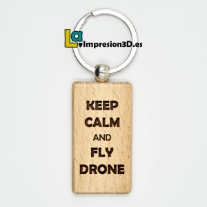 Llavero de madera Drone Keep calm and fly drone