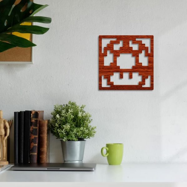 Cuadro madera Super Mario Toad seta pixel sapelly